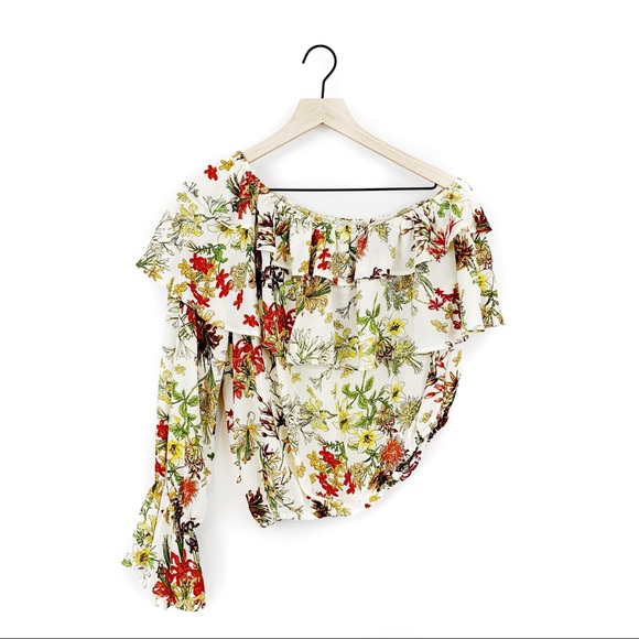 Anthropologie Eri + ani floral one shoulder blouse - Picture 2 of 5